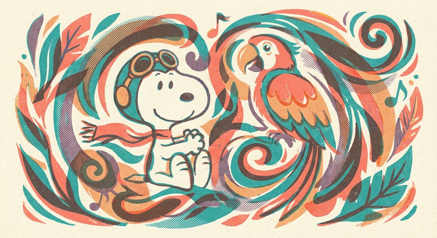 Planimal: snoopy-mixing-parrot