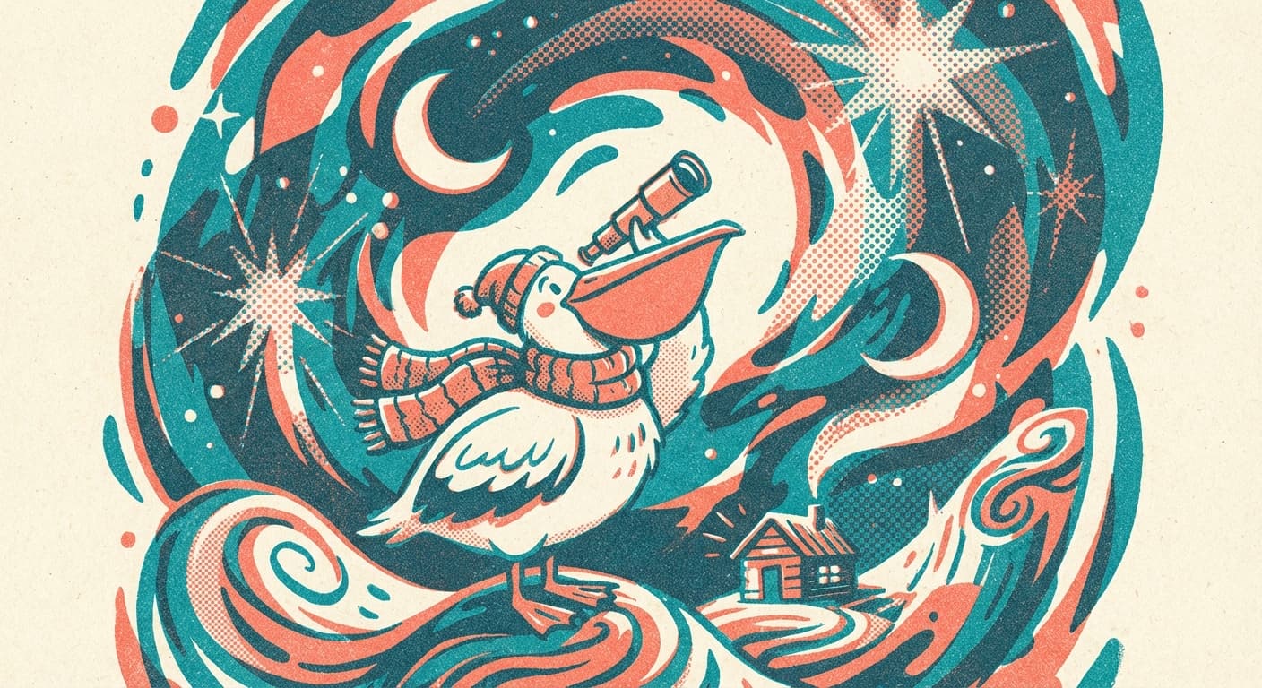 Planimal: cozy-stargazing-pelican